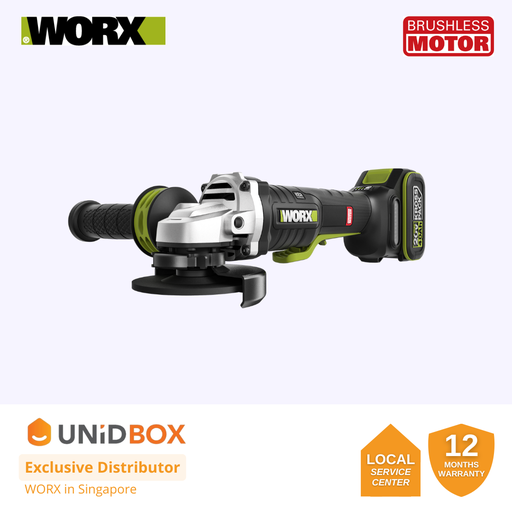[08-13-00002] WORX 20V MAX BRUSHLESS 100MM ANGLE GRINDER [WU835]
